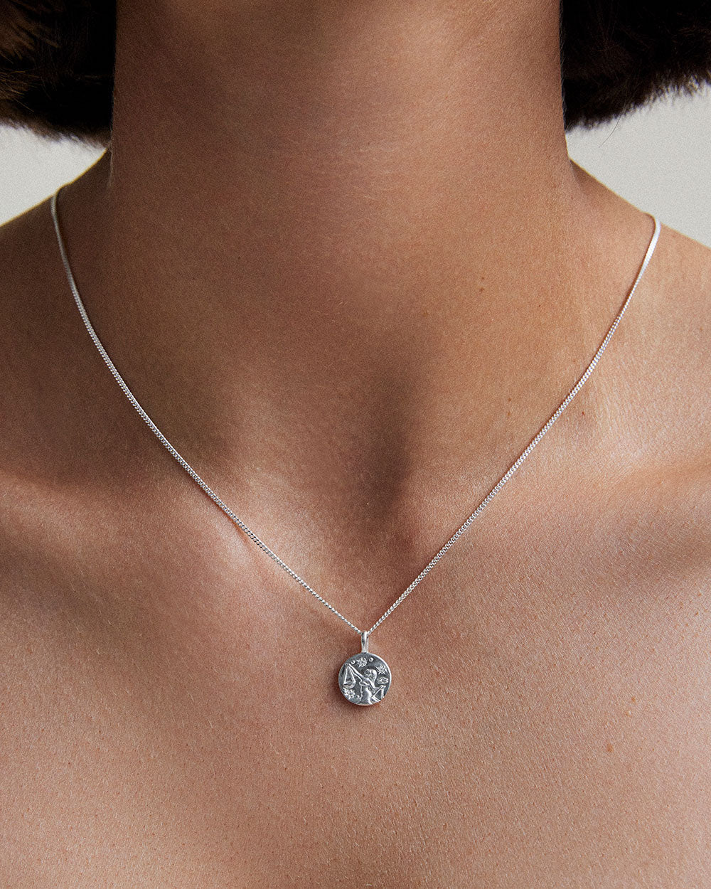Libra Petite Zodiac Necklace - Silver