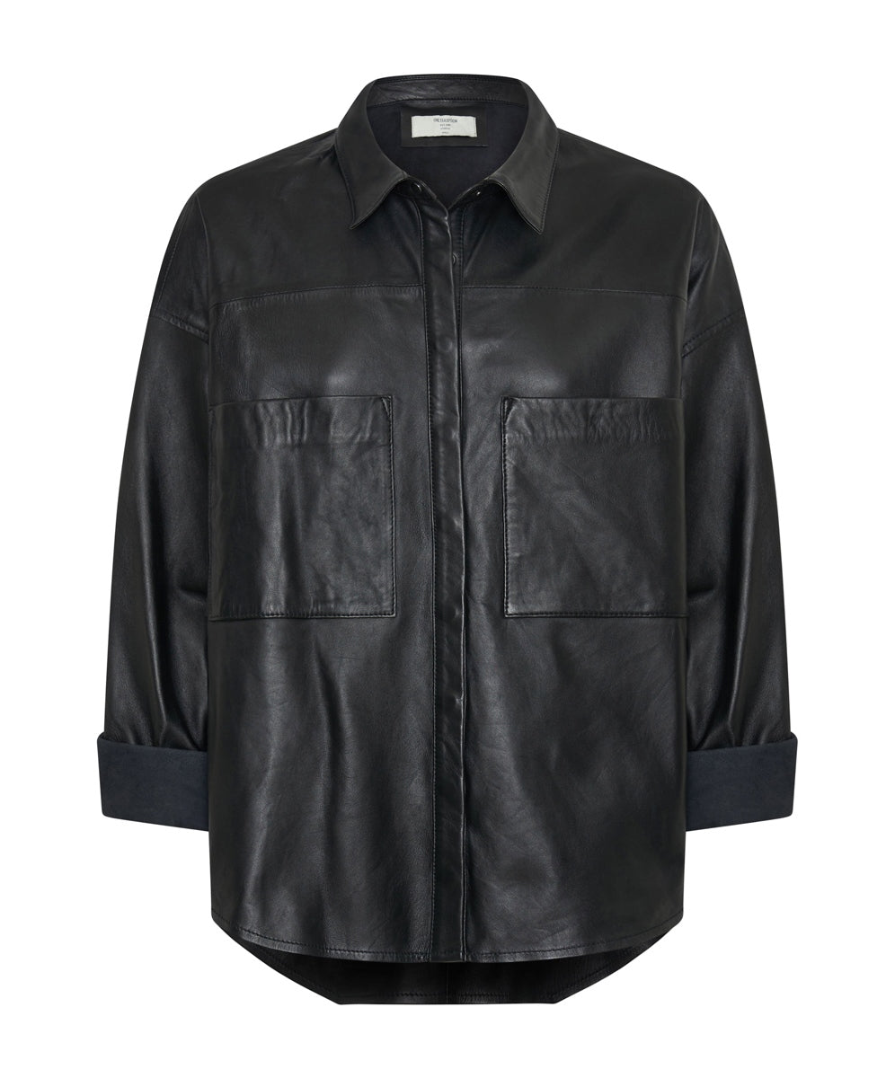 Last Kiss Leather Daria Shacket - Black