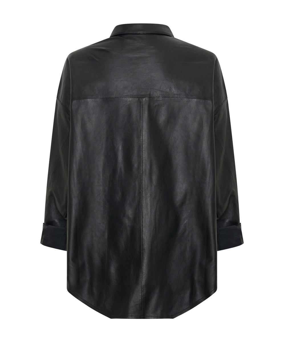 Last Kiss Leather Daria Shacket - Black