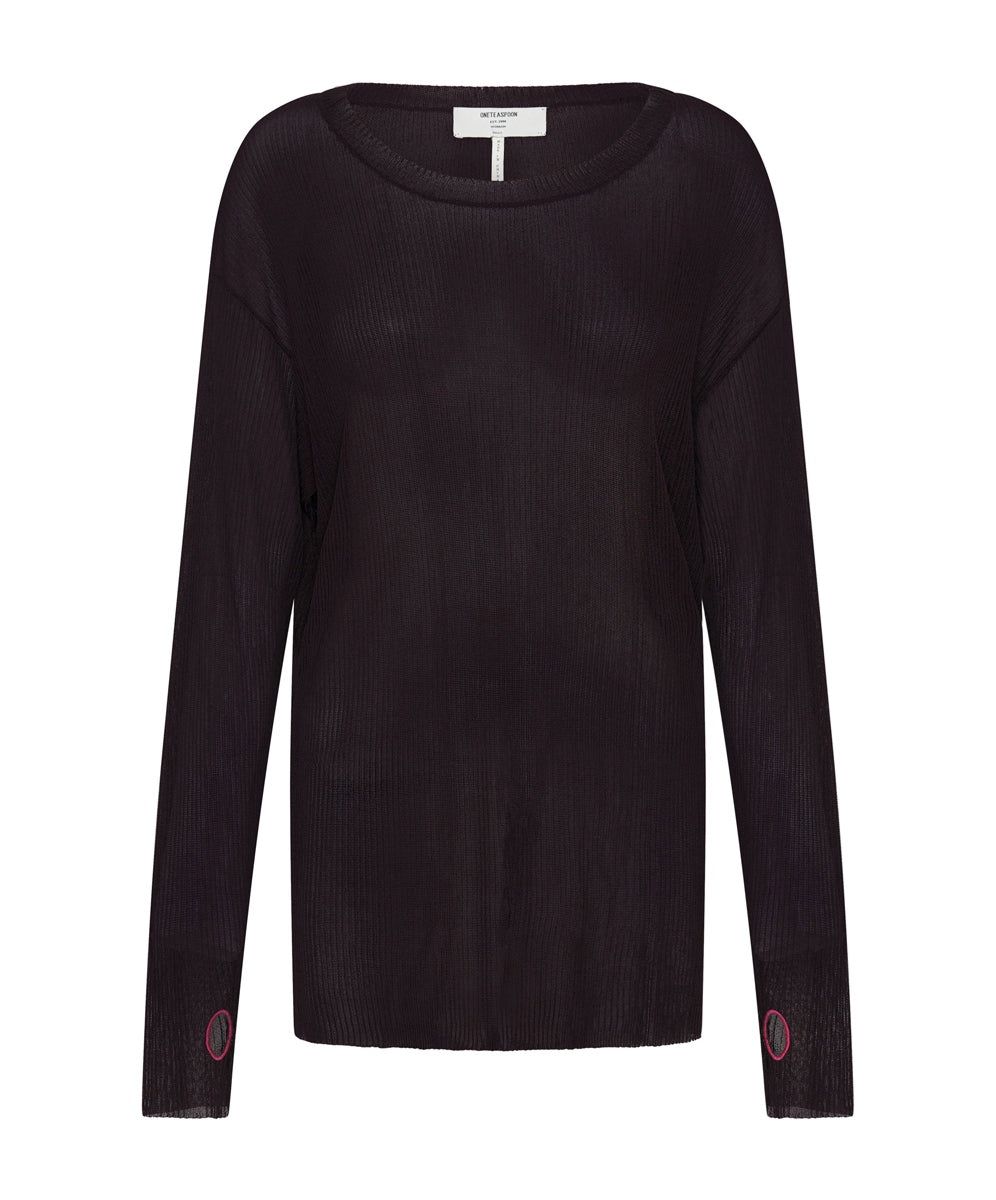 Amity Sheer Rib Knit Top - Licorice