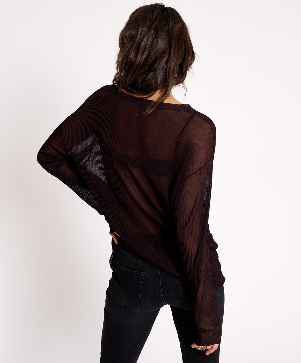 Amity Sheer Rib Knit Top - Licorice