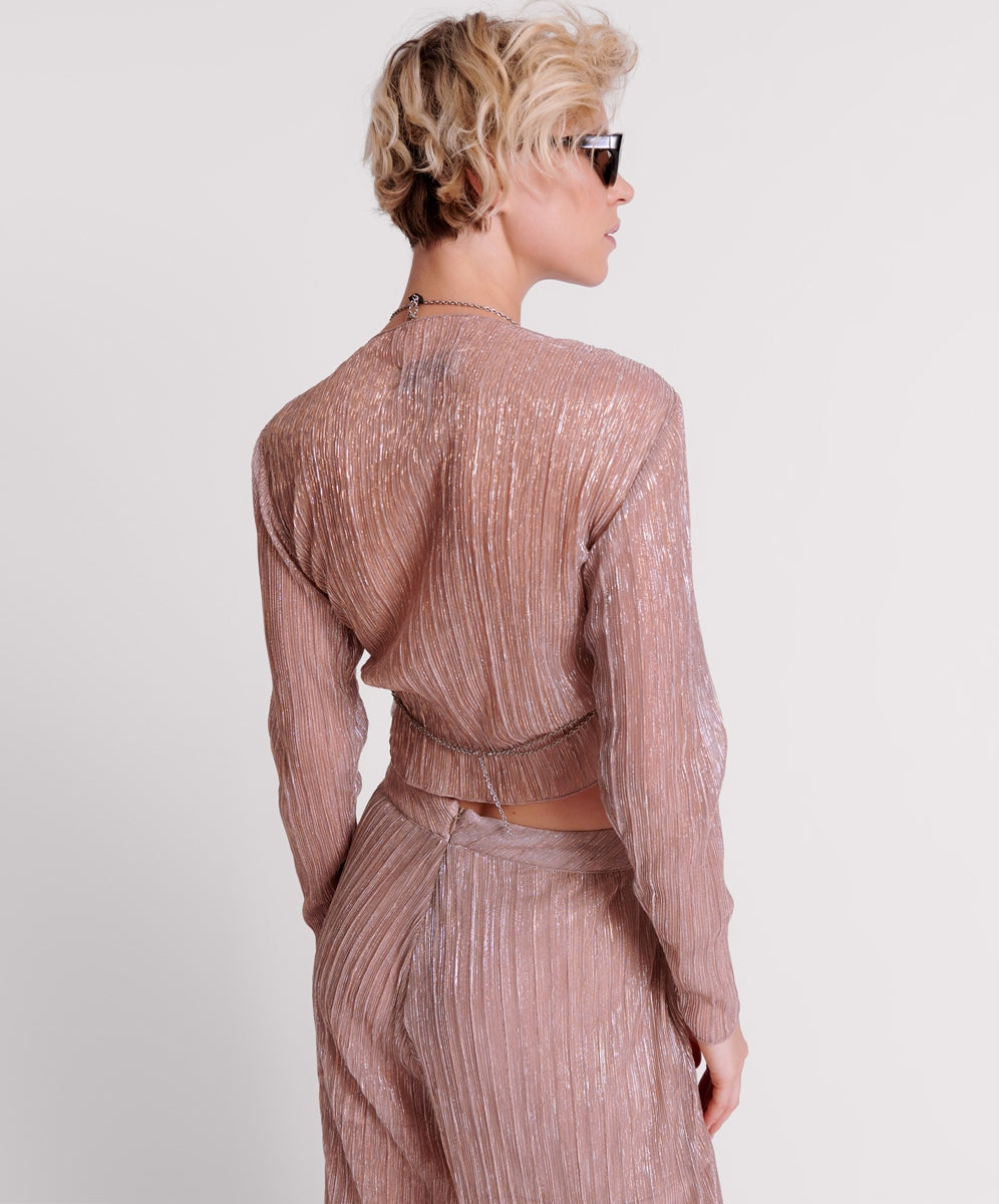 Celestial Rose Plisse Longsleeve Top