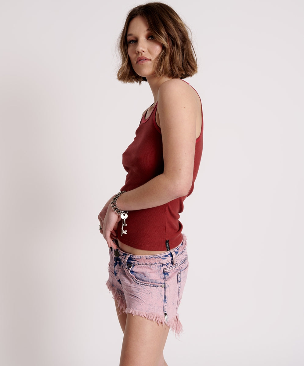 One Teaspoon Rib Singlet - Wine