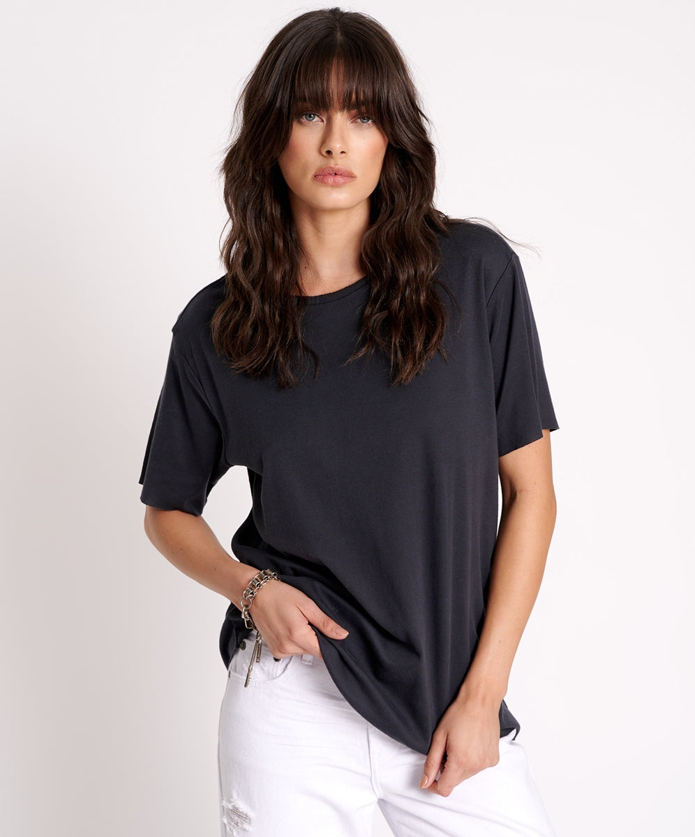 Black Stone Ribbed Unisex Tee - Black Stone