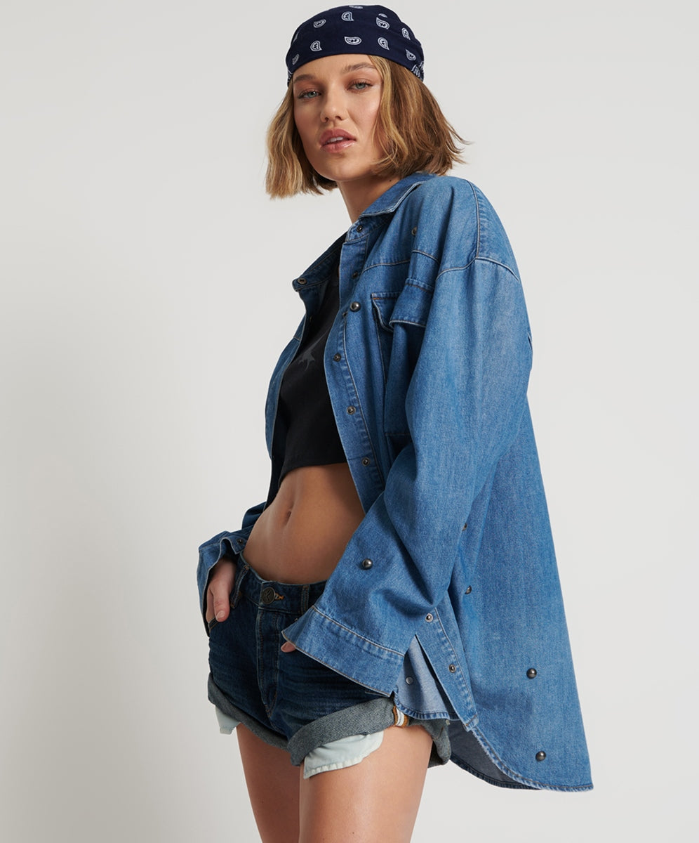 Bay Blue Studded Curtis Denim Shirt