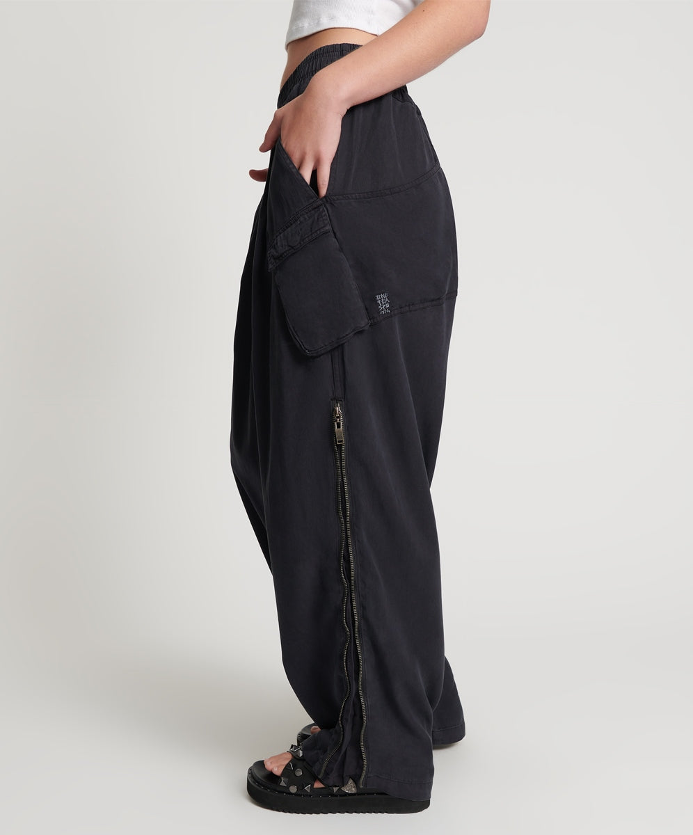 Charcoal Tencel Parachute Pants - Charcoal