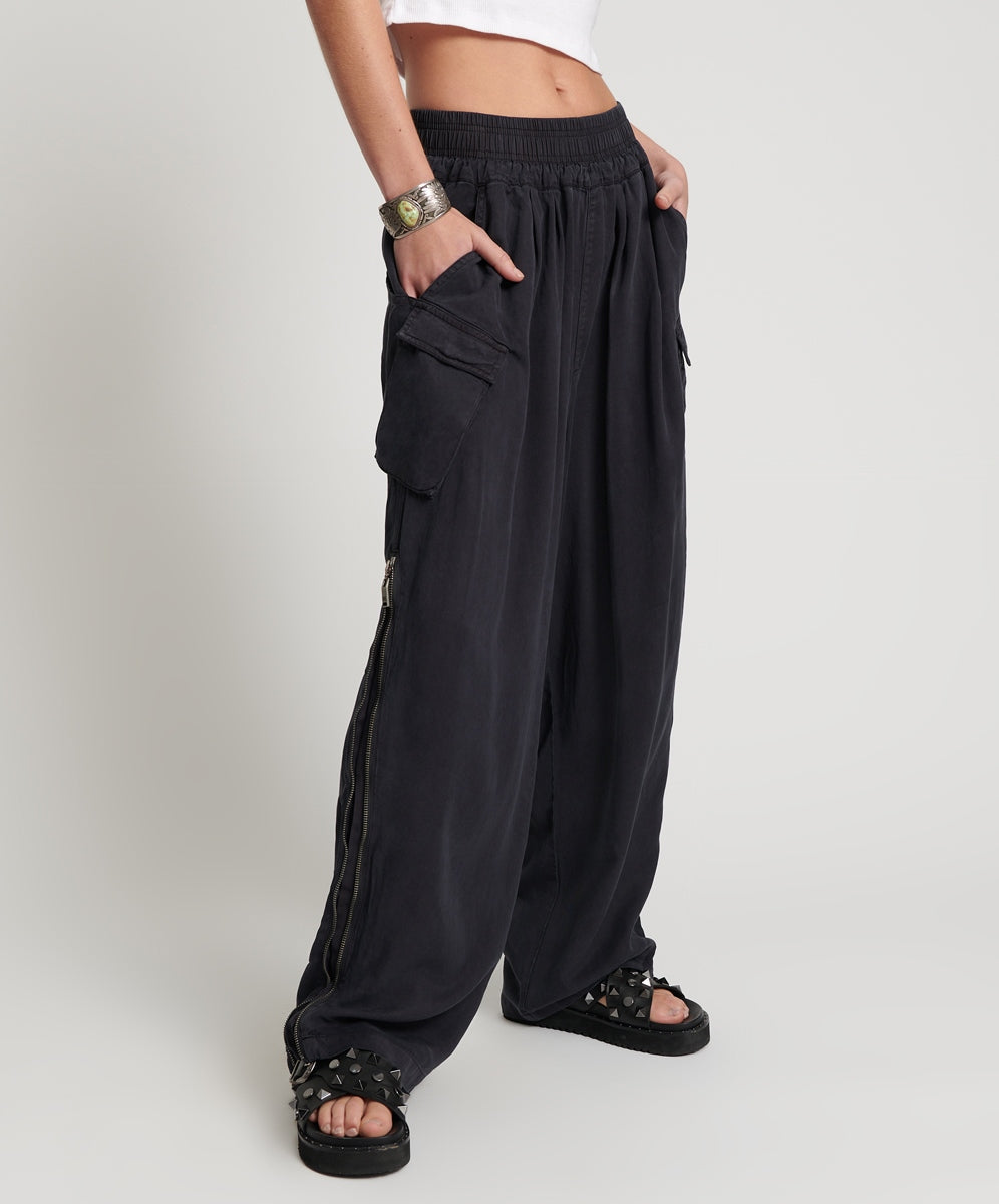 Charcoal Tencel Parachute Pants - Charcoal