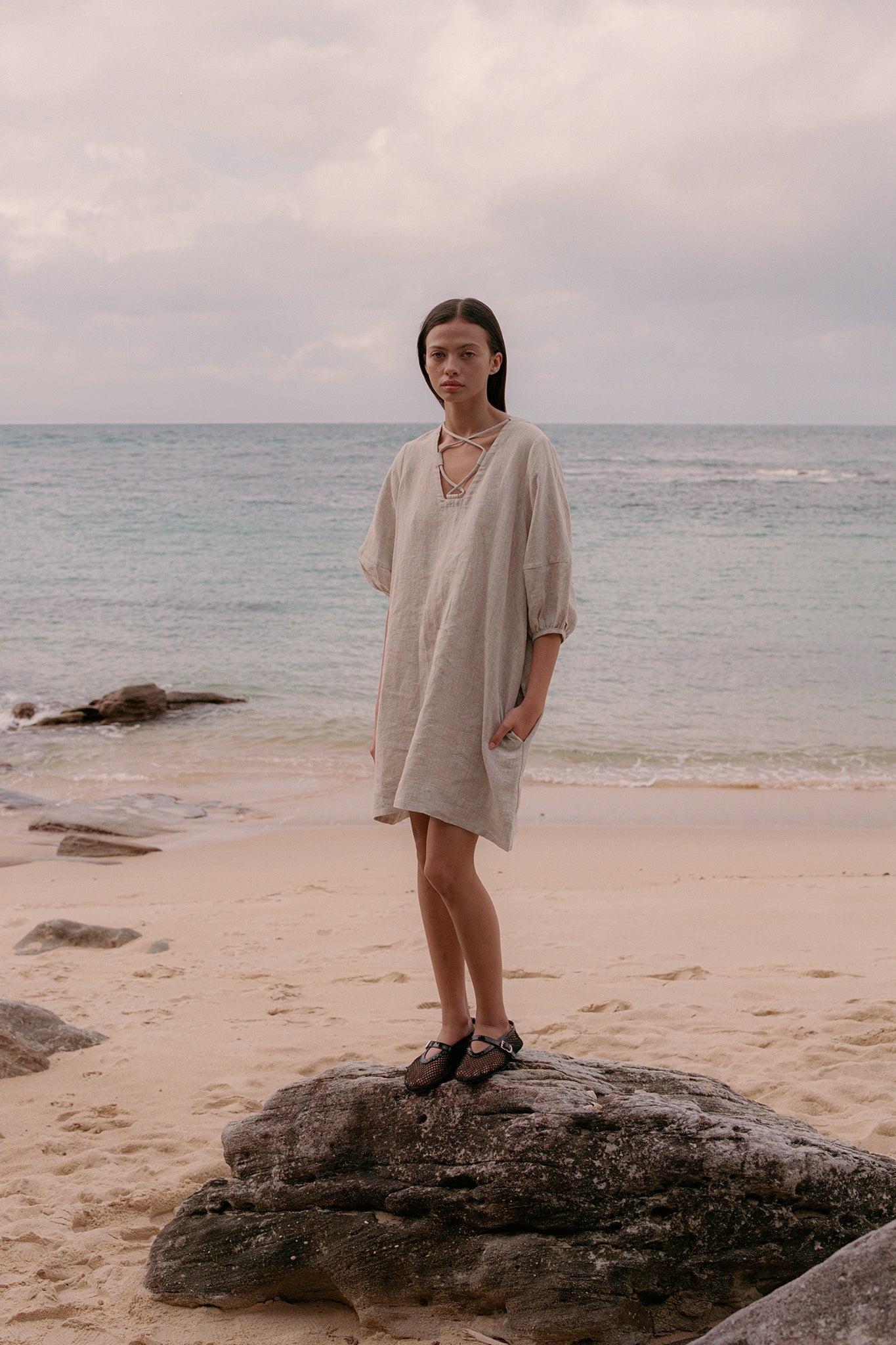 Lunie Dress - Birch Linen