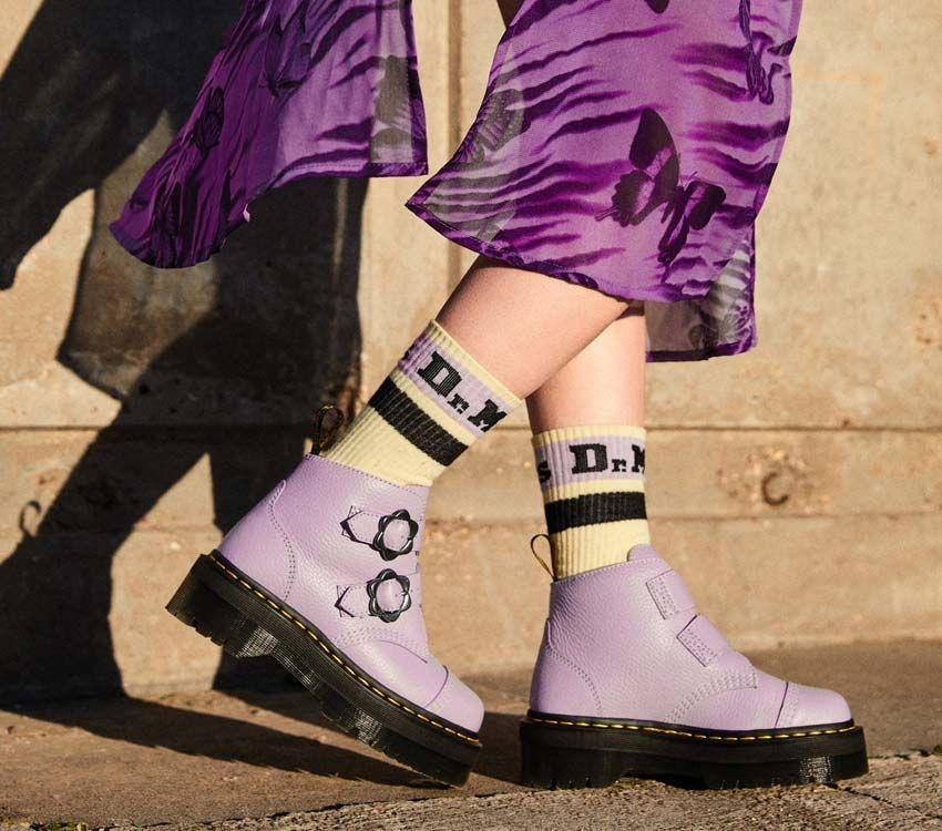 Devon Flower - 2 Strap Boot - Lilac