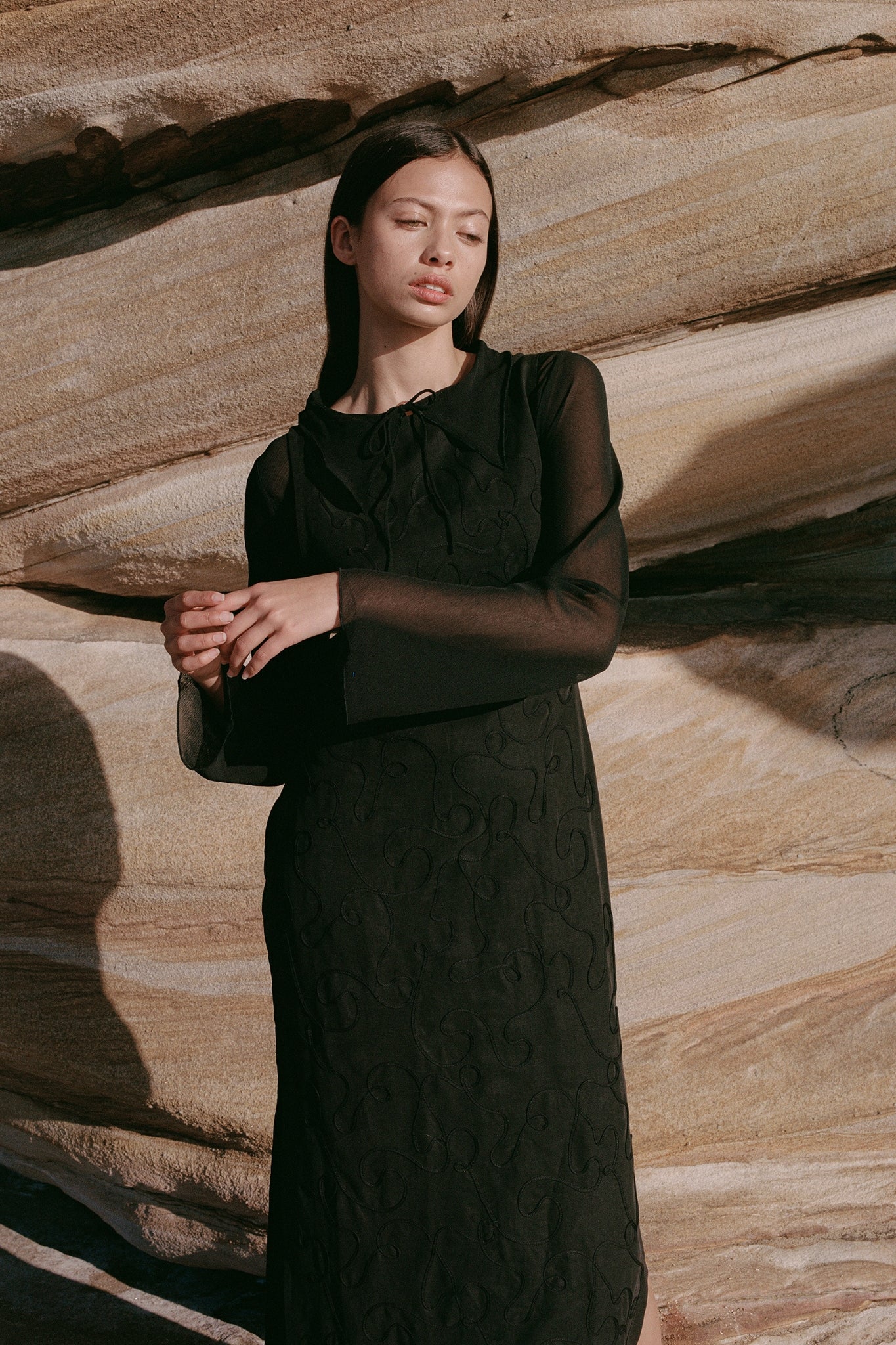 Rose Dress - Black Tencil/Linen