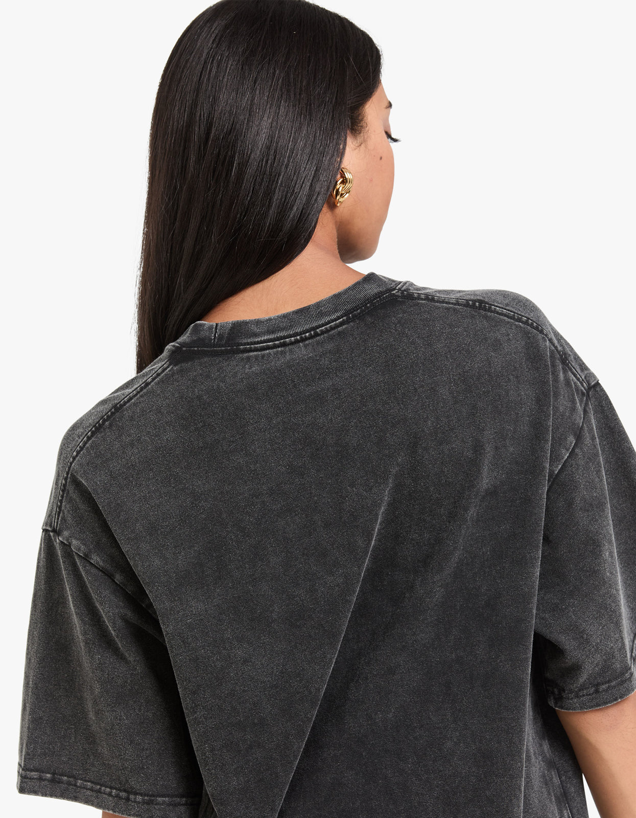 Cherry Baby Acid Wash Oversize Tee - Black
