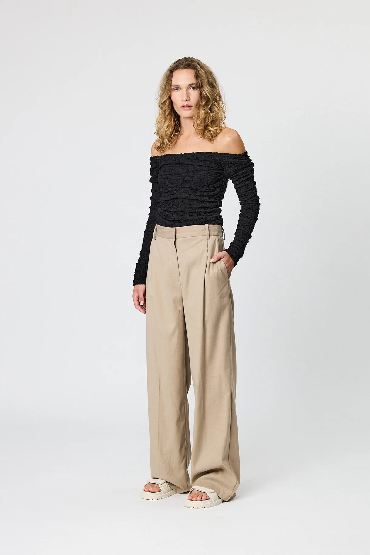 Evie Tailored Pants - Oat