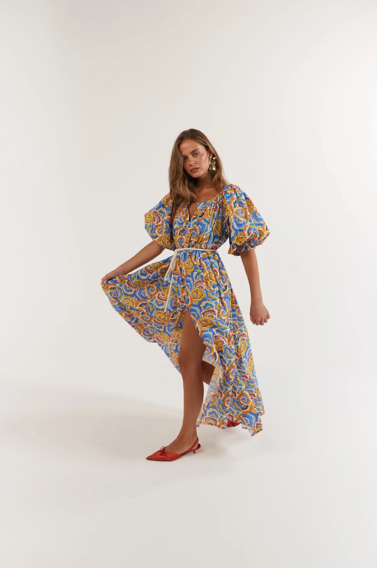 Camila Maxi Cotton Dress - Agate Azure