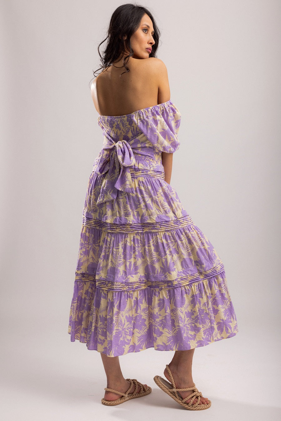 Manila Maxi Dress - Lilac Palm