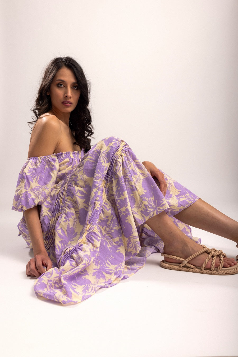 Manila Maxi Dress - Lilac Palm