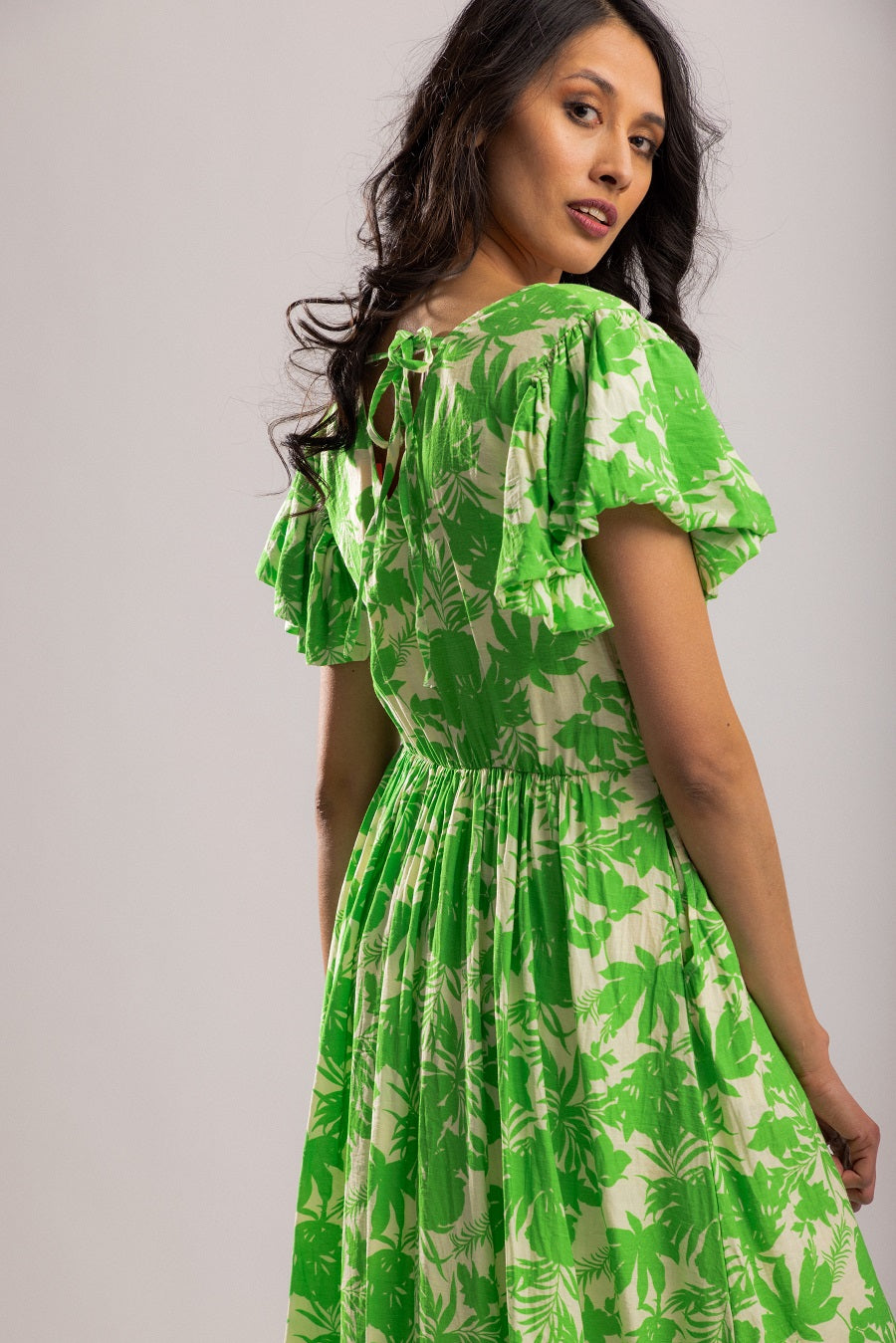 Monterey Midi Dress - Green Palm