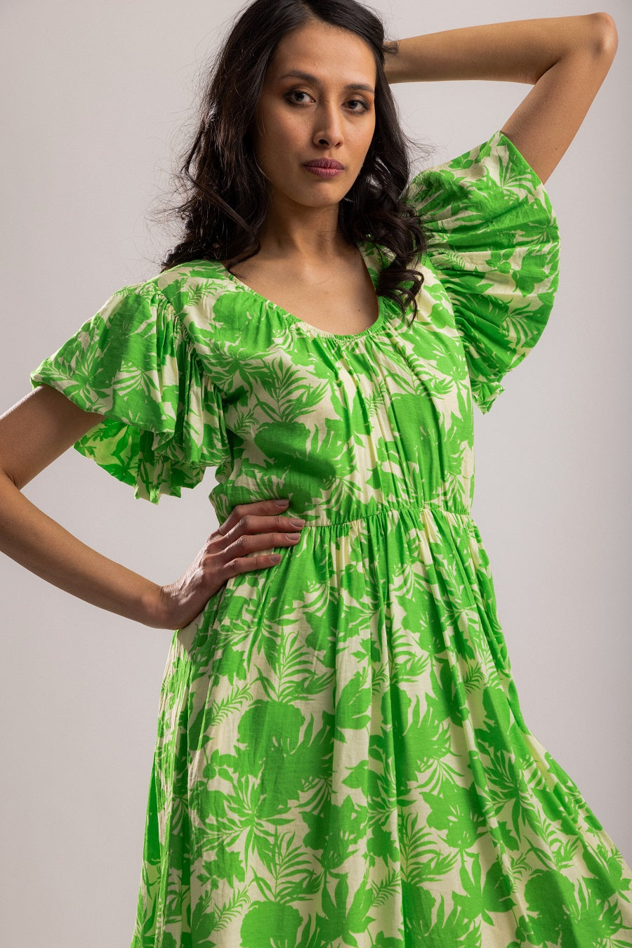 Monterey Midi Dress - Green Palm
