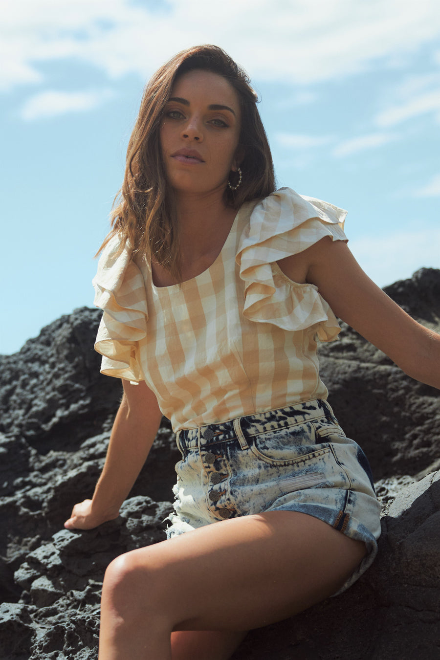 Cassis Blouse - Beige/White