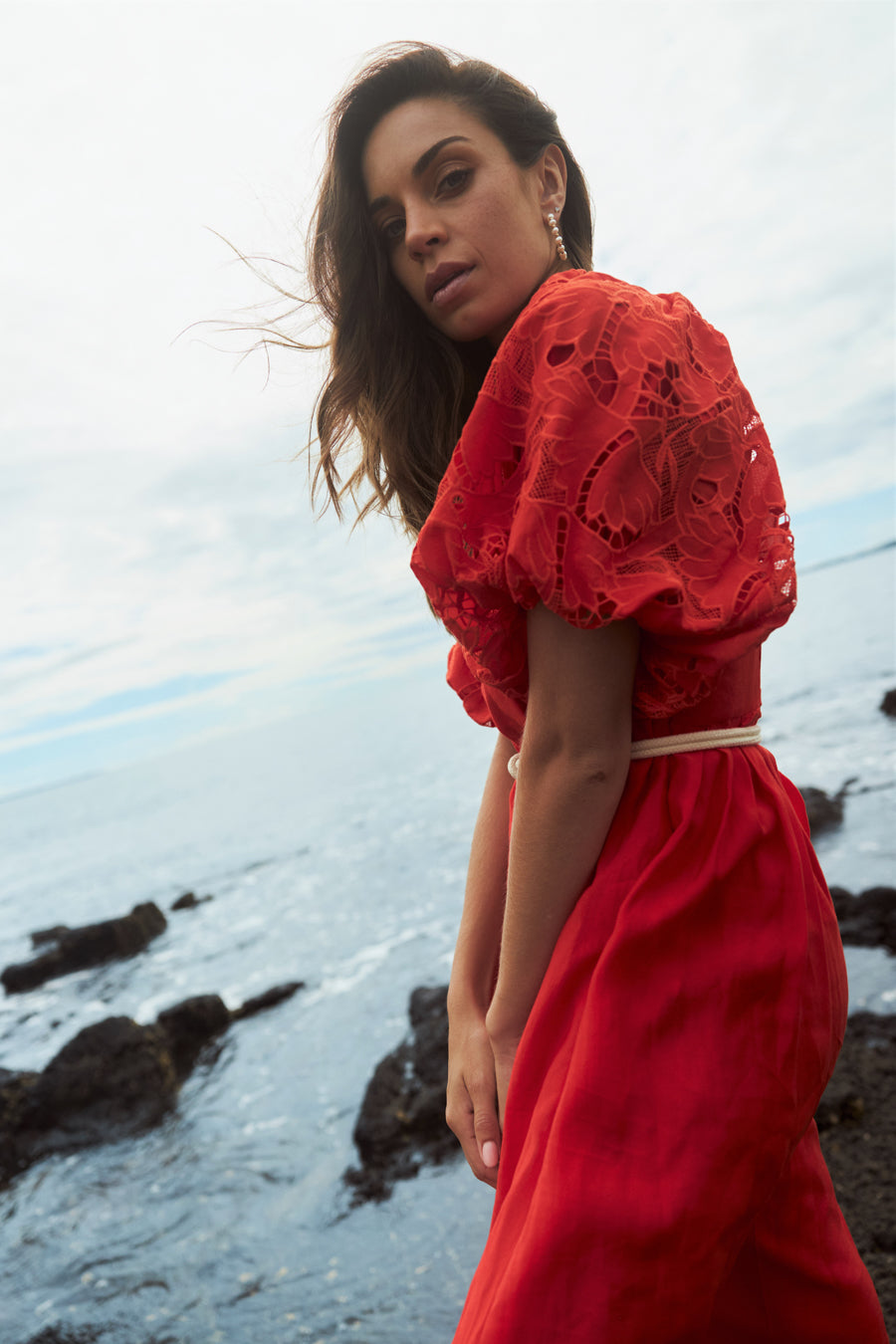 Hanalei Midi Lace Dress - Orange
