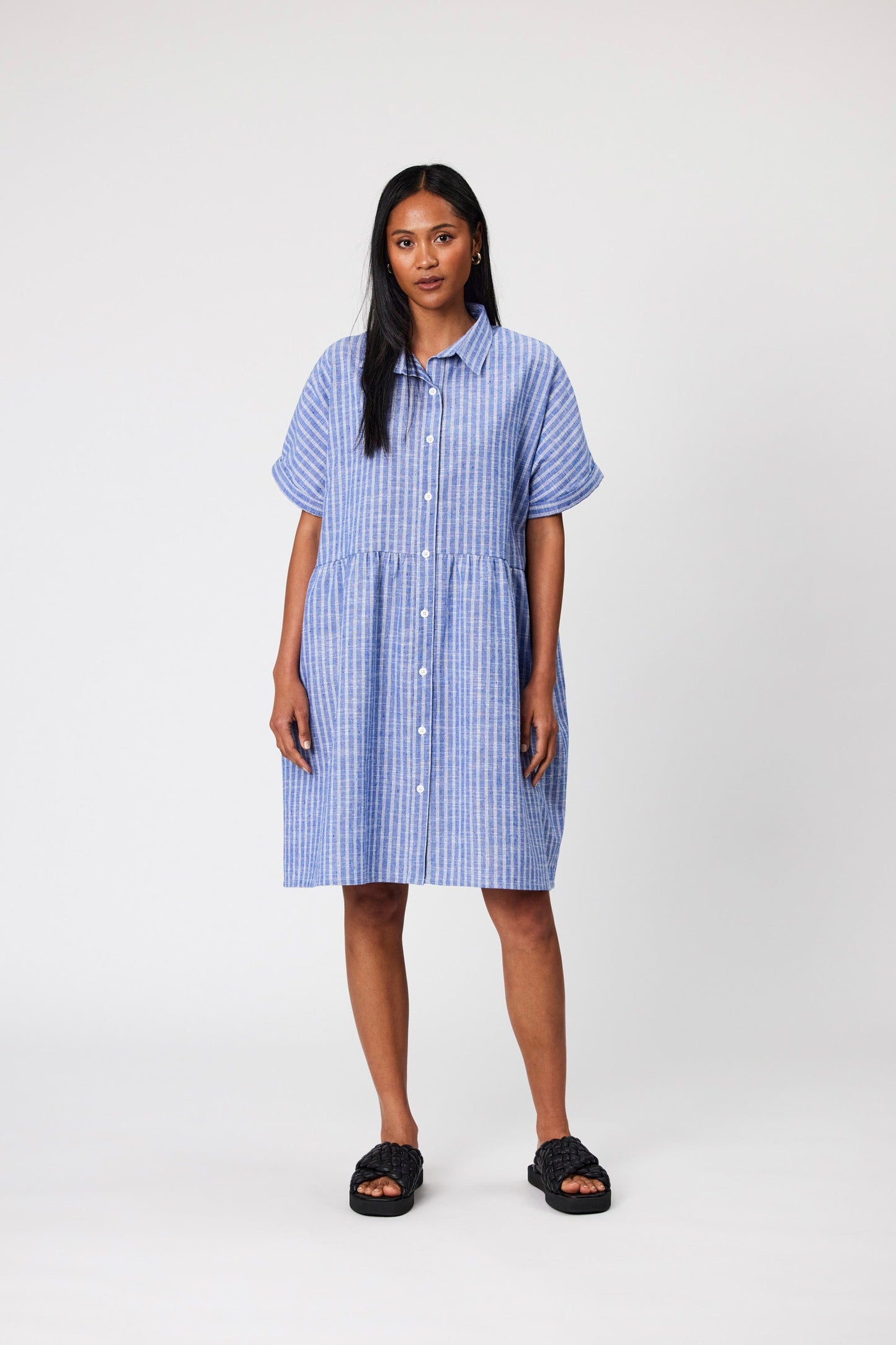 Waves Dress - Denim Stripe