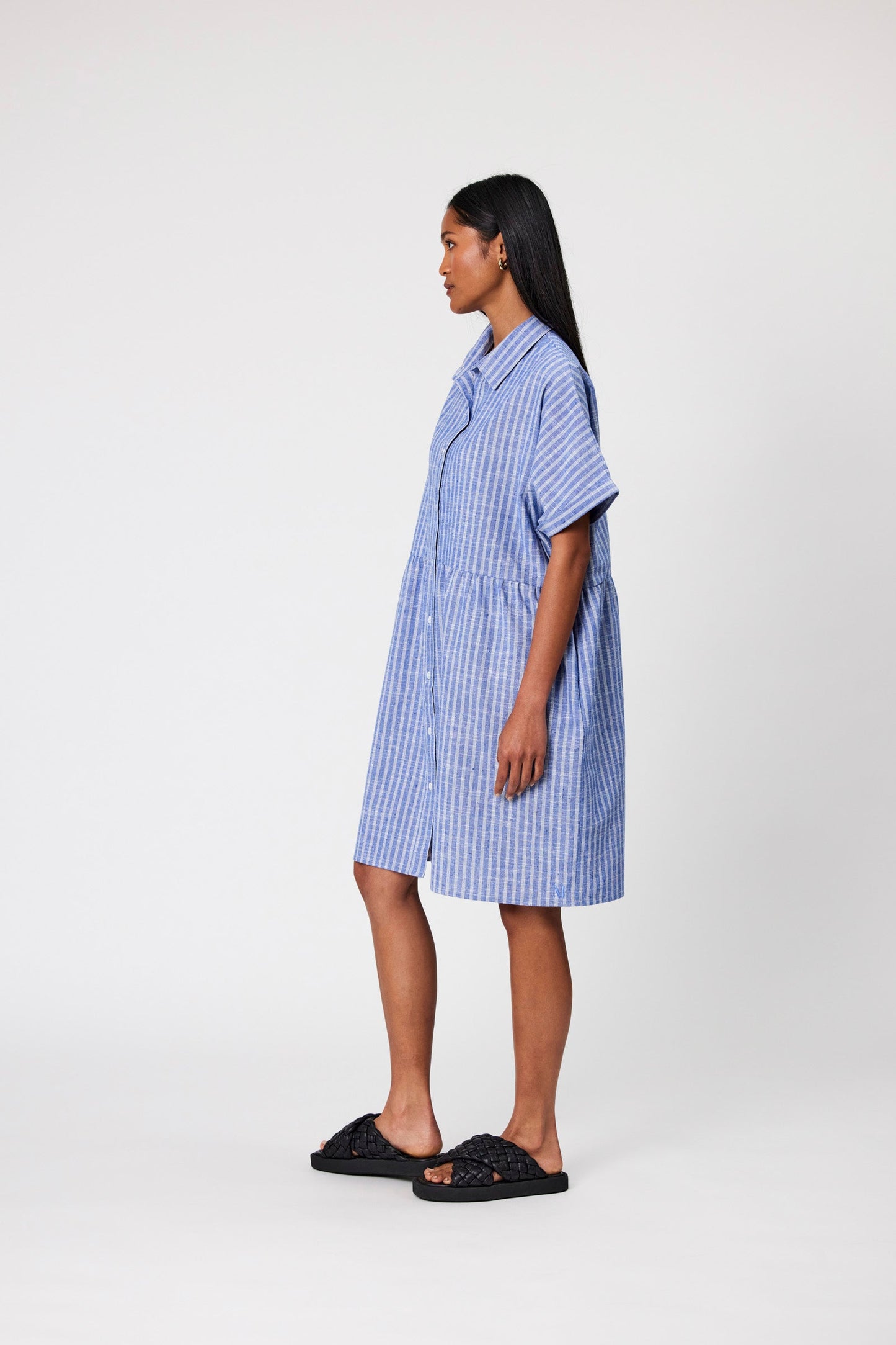 Waves Dress - Denim Stripe