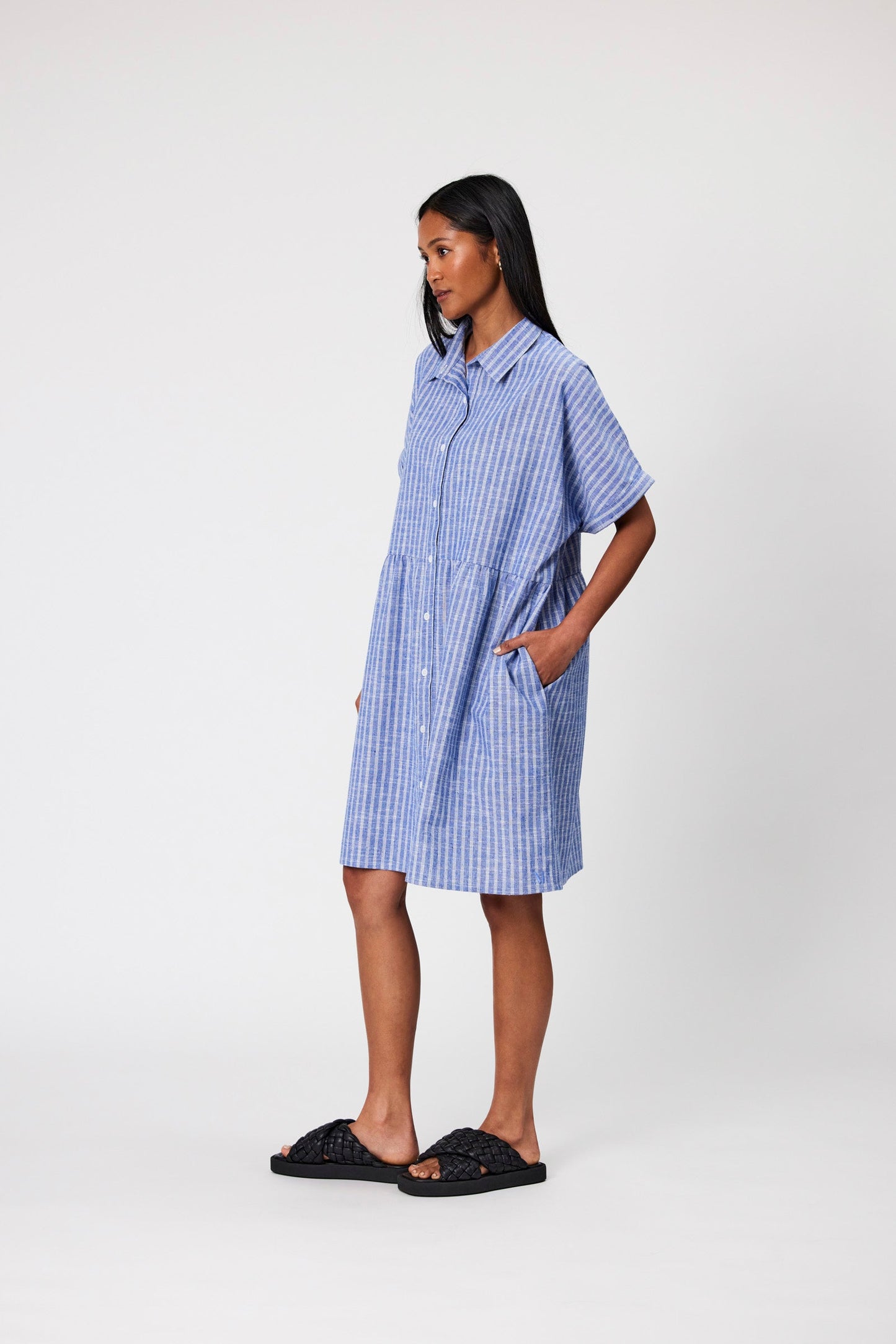 Waves Dress - Denim Stripe