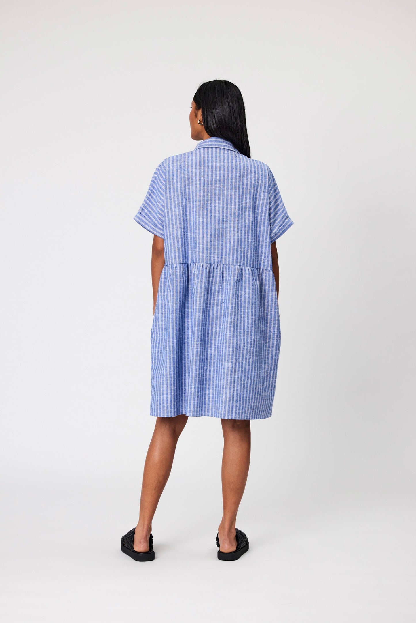 Waves Dress - Denim Stripe