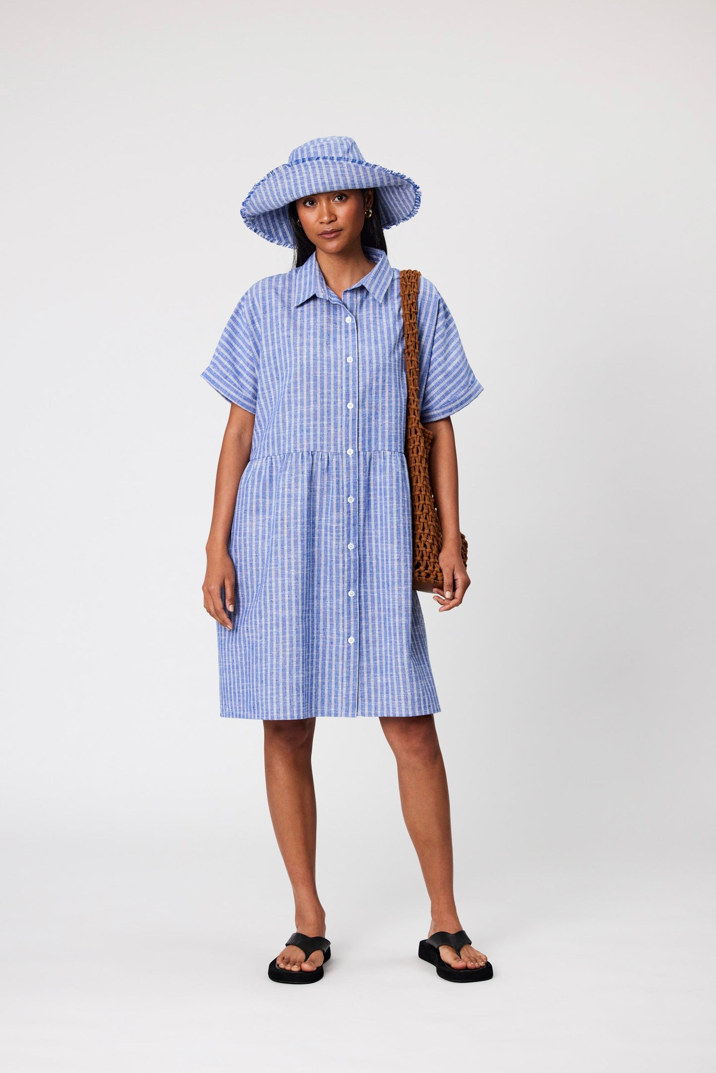 Waves Dress - Denim Stripe