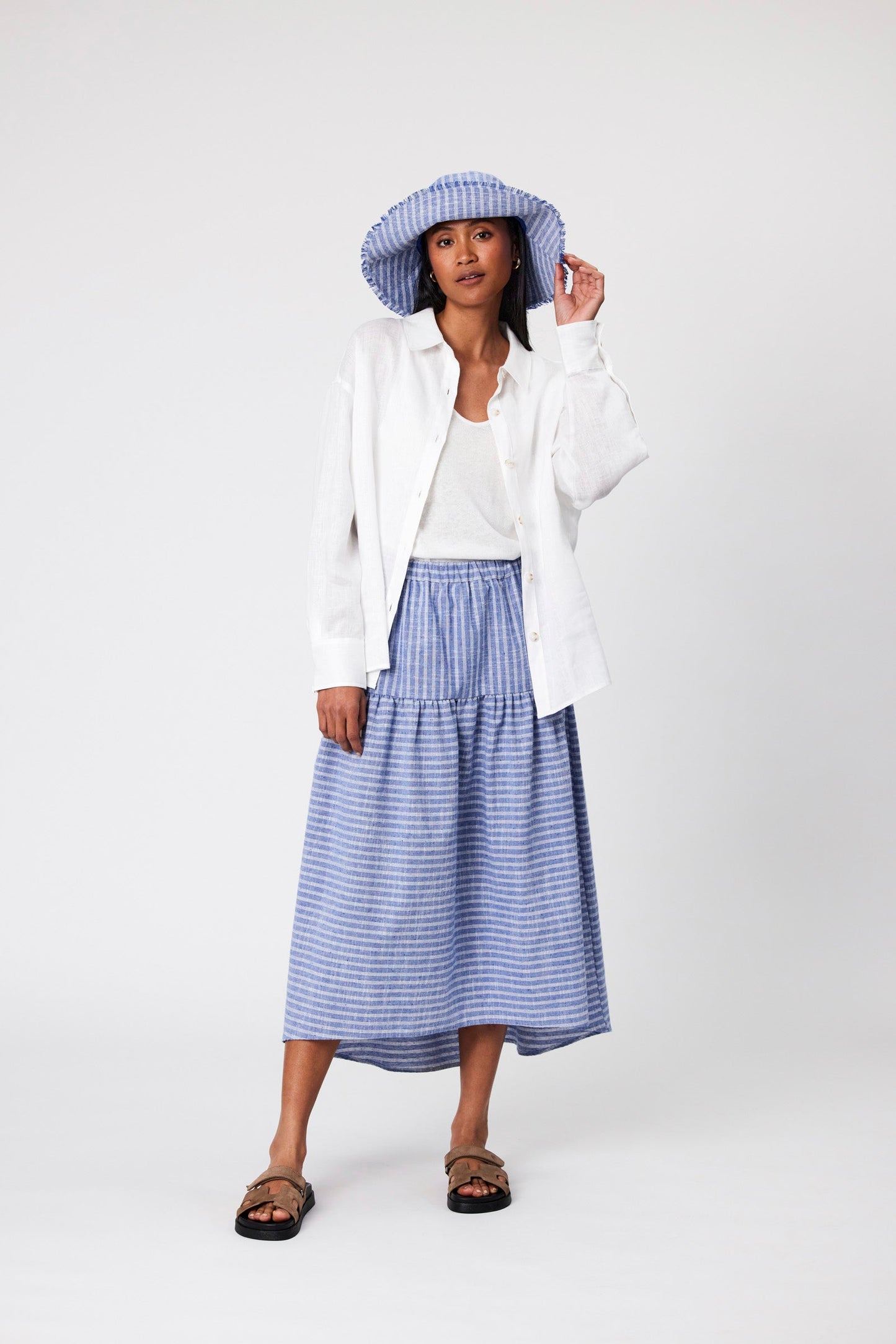 Bucket Hat - Denim Stripe