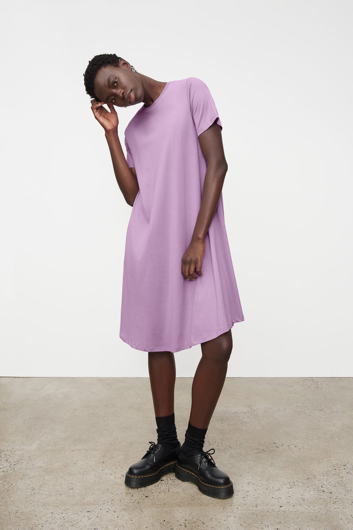 Classic A-Line Tee Dress - Lavender