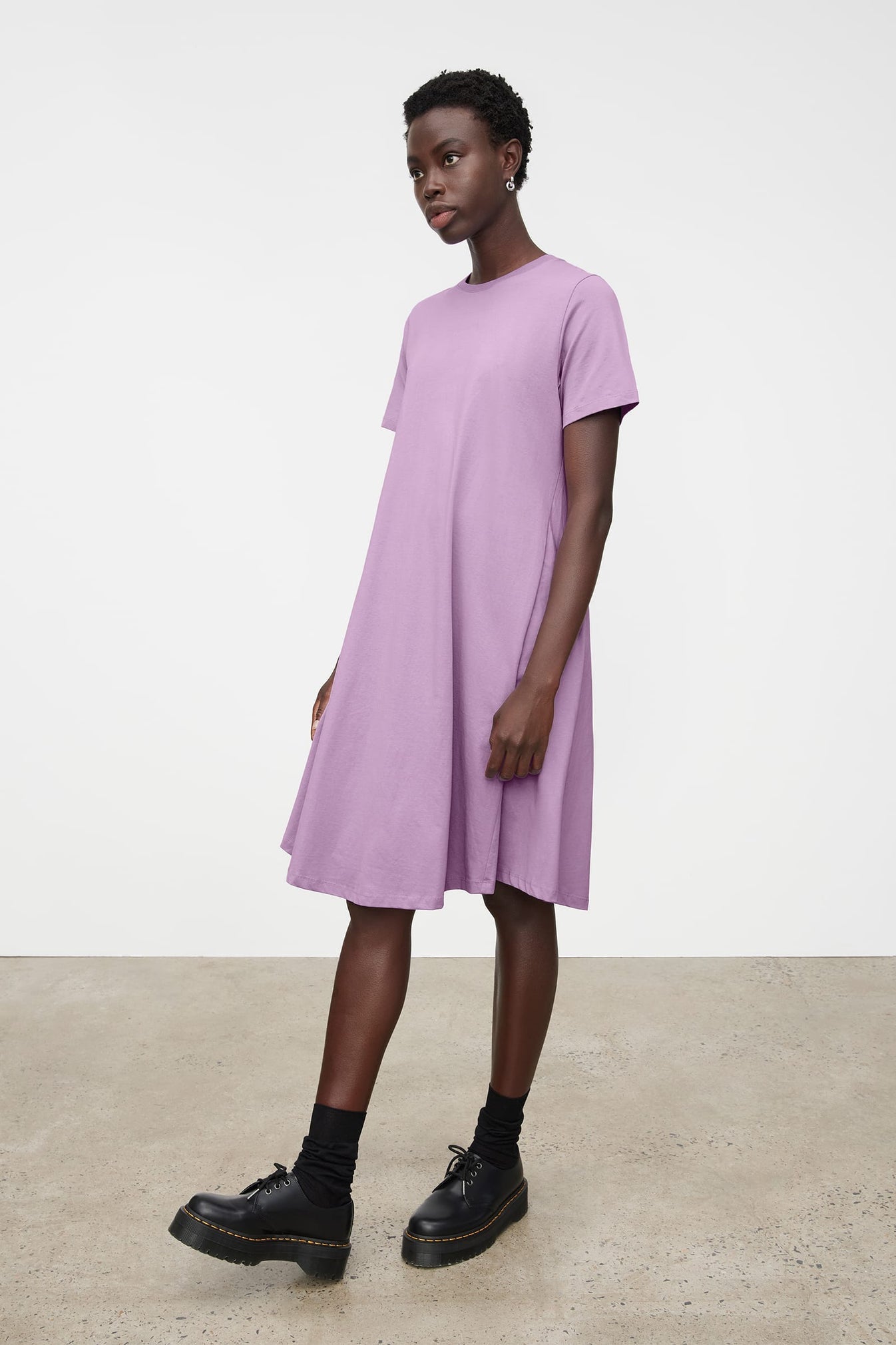 Classic A-Line Tee Dress - Lavender