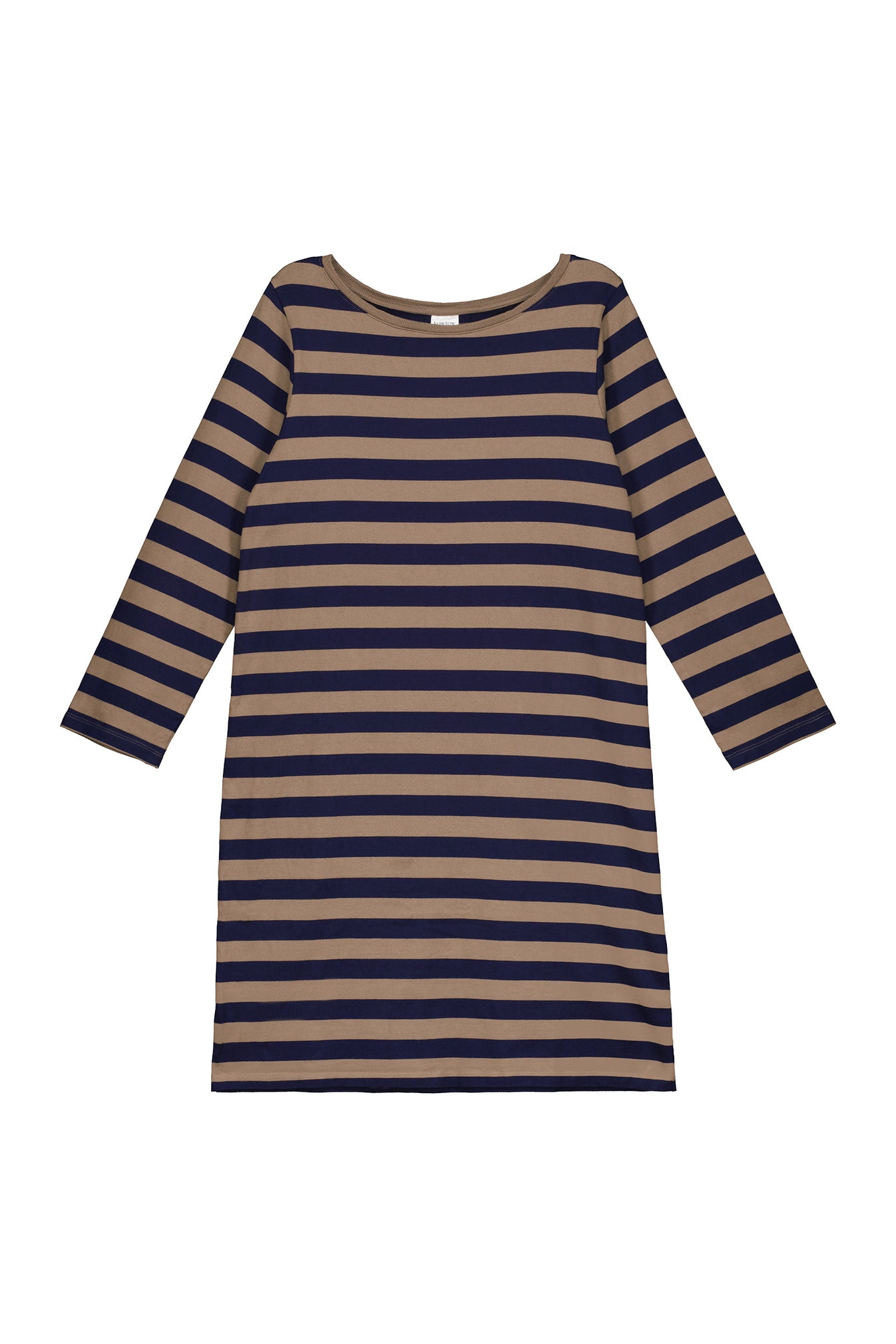 Breton Dress - Navy/Taupe Stripe