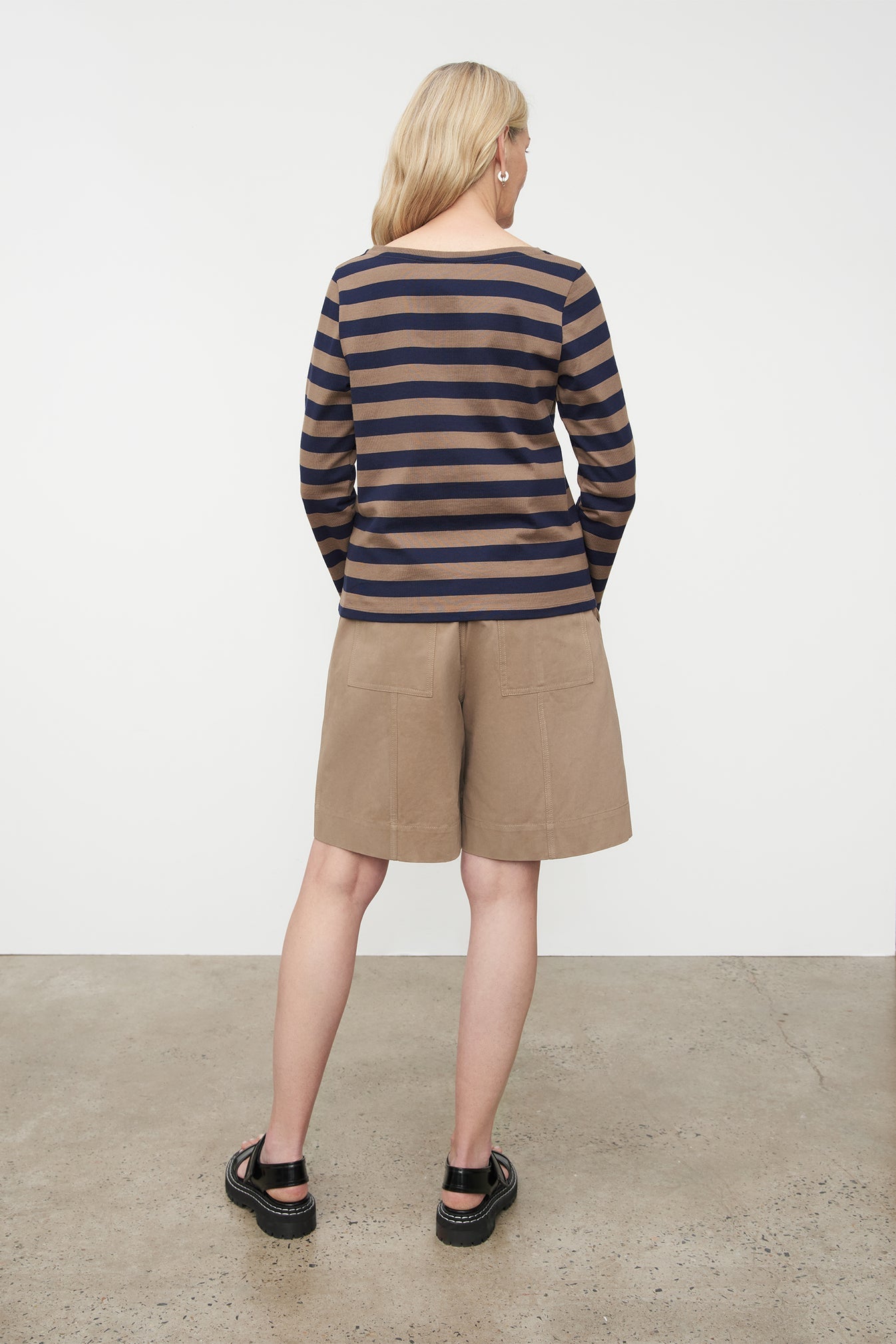 Breton Top - Navy/Taupe Stripe