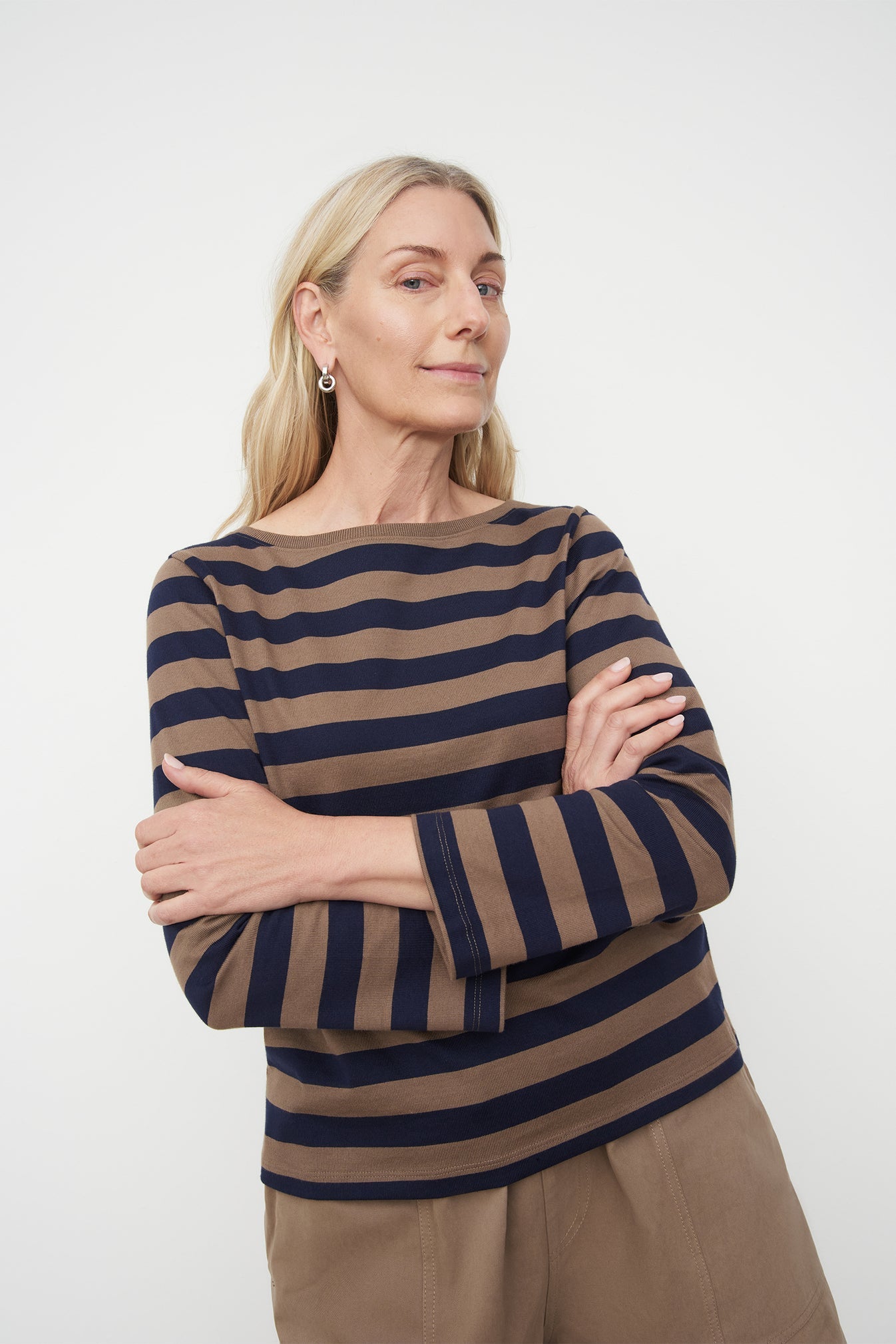 Breton Top - Navy/Taupe Stripe