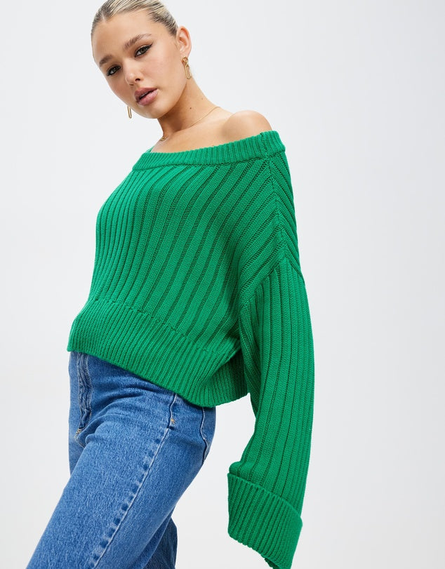 Cooper Crop Knit - Fern Green