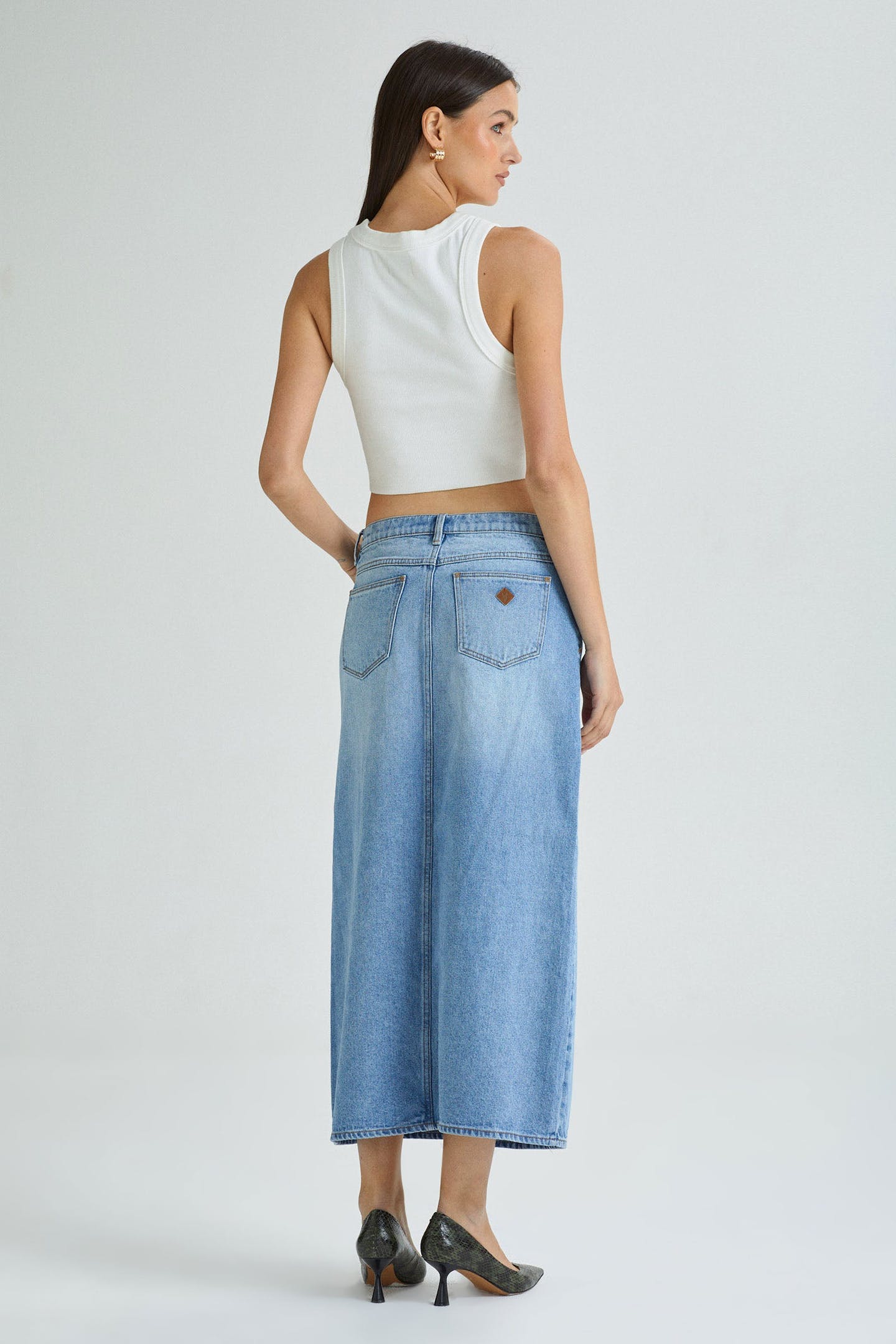 99 Low Maxi Skirt - Sylvie - Distressed Light Denim