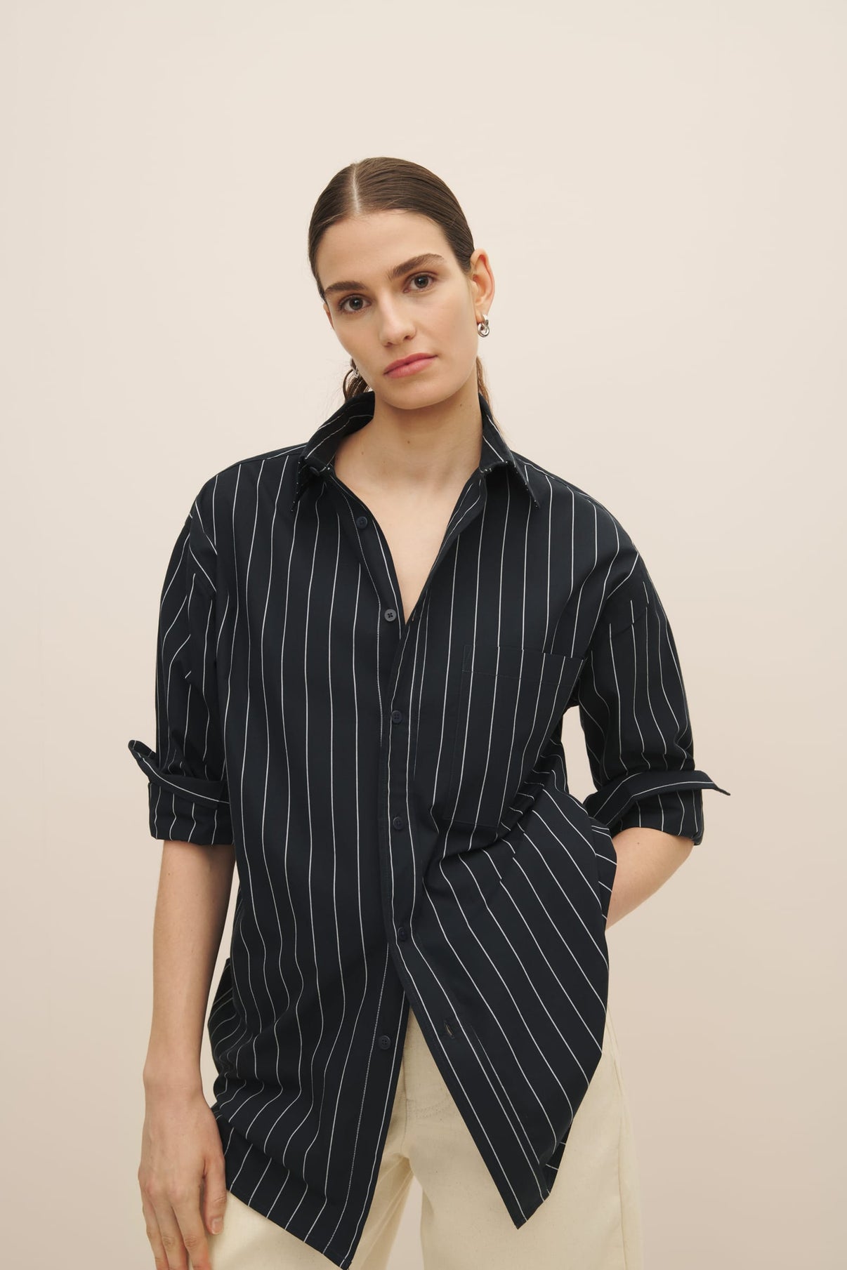 James Shirt - Navy Pinstripe