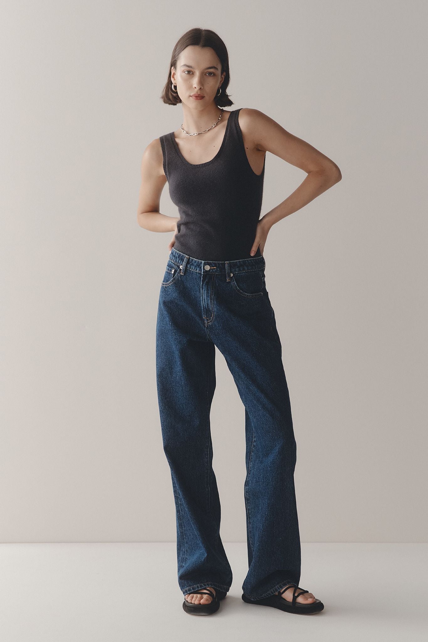 Wide Leg Jean - Mid Blue