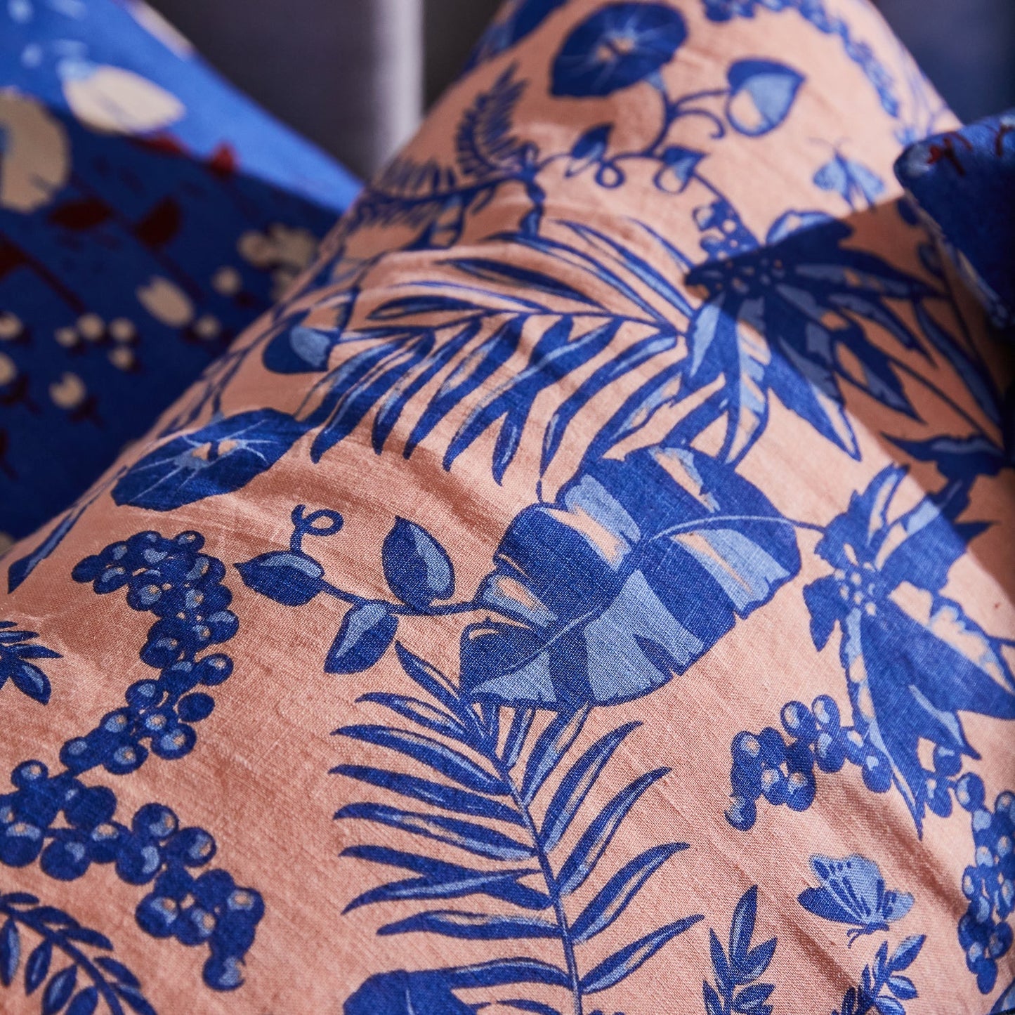 Safia Pillowcase Set - Linen - Blue Jay