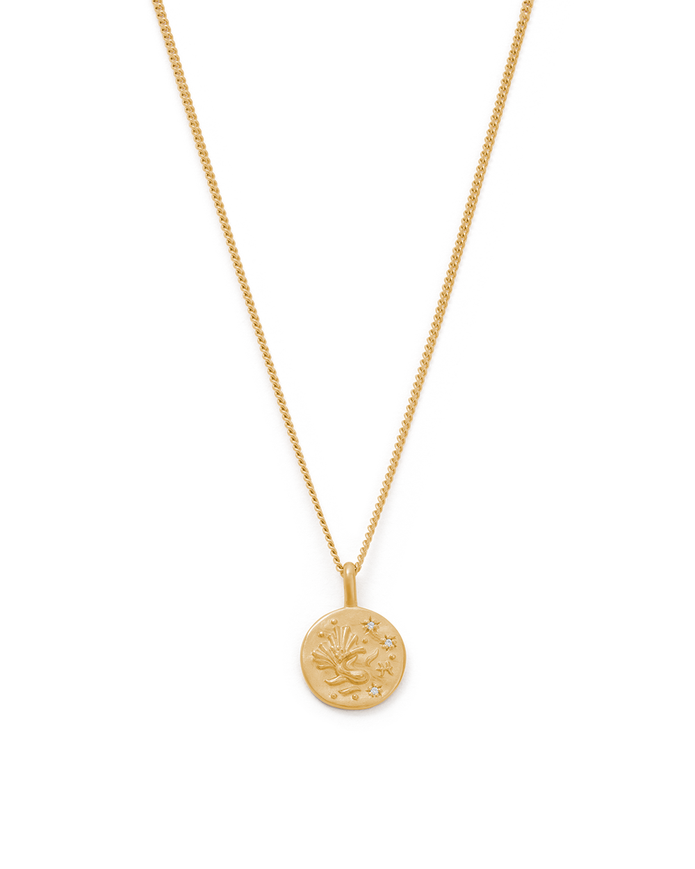Pisces Petite Zodiac Necklace - Gold