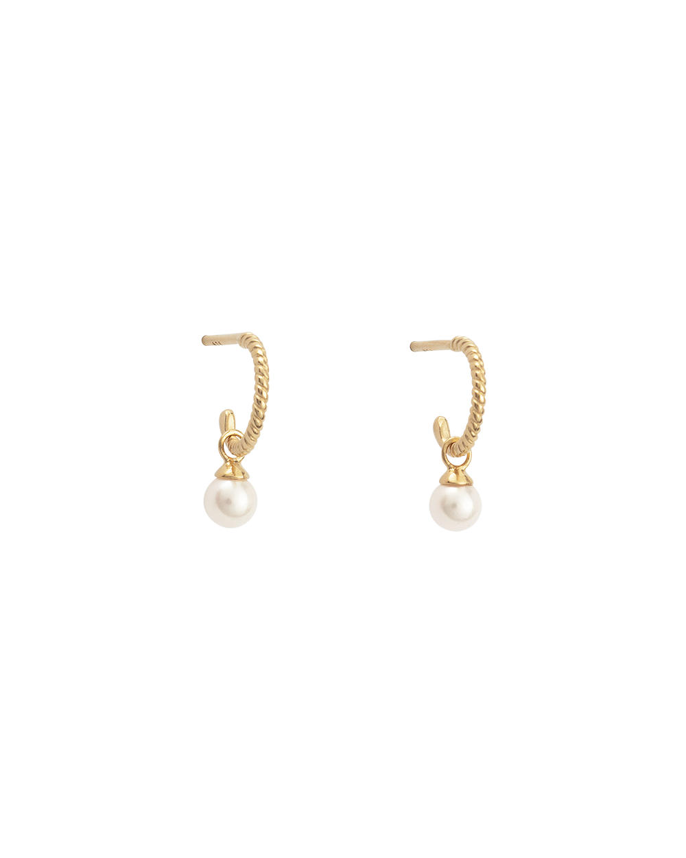 Tiny Pearl Hoops - Gold