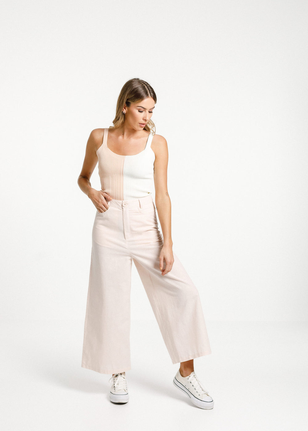 Block Neva Tank - Peachy/Cream
