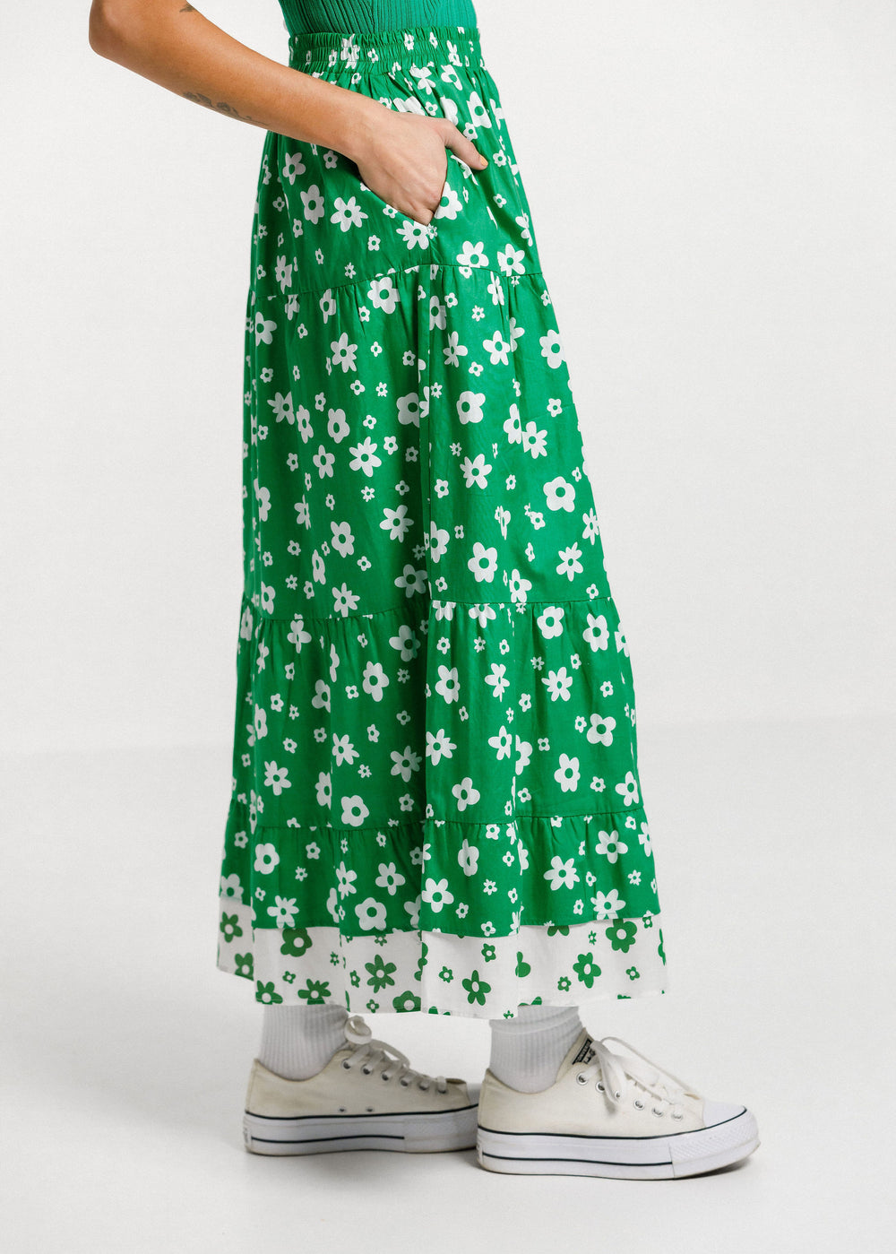 Lucia Skirt - Green and White Garden
