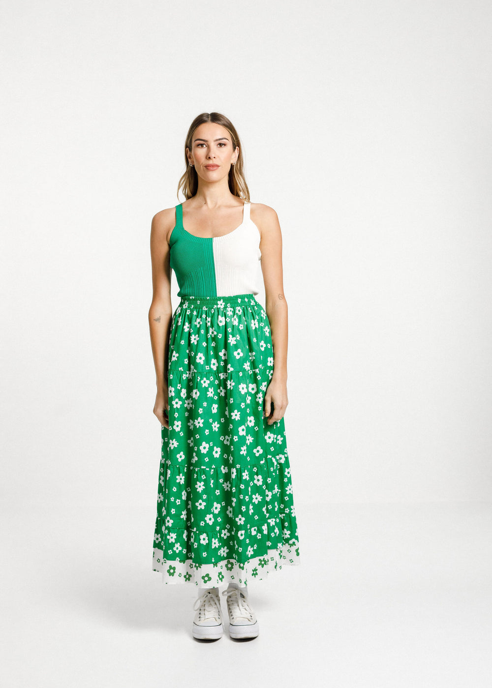 Lucia Skirt - Green and White Garden
