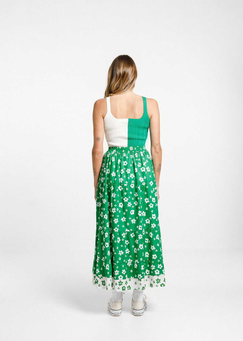 Lucia Skirt - Green and White Garden