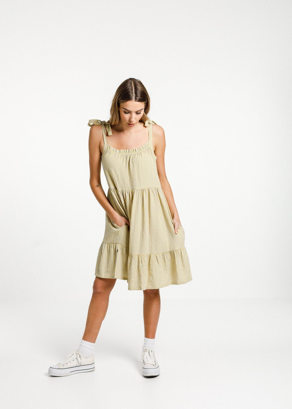 Tie Up Zig Dress - Sunny Gingham
