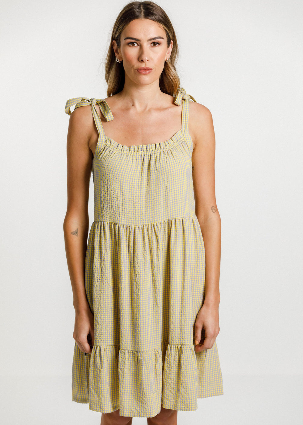 Tie Up Zig Dress - Sunny Gingham