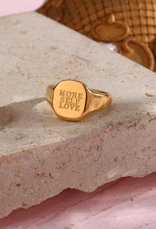 Heartfelt Signet Ring - More Self Love