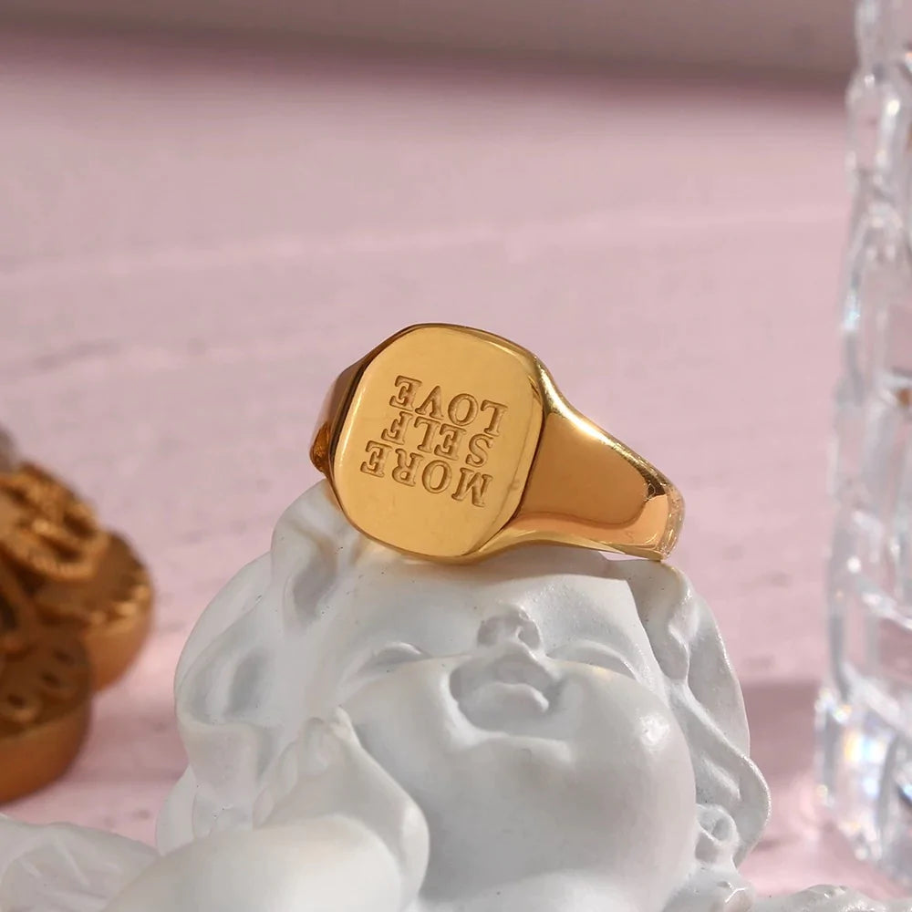 Heartfelt Signet Ring - More Self Love