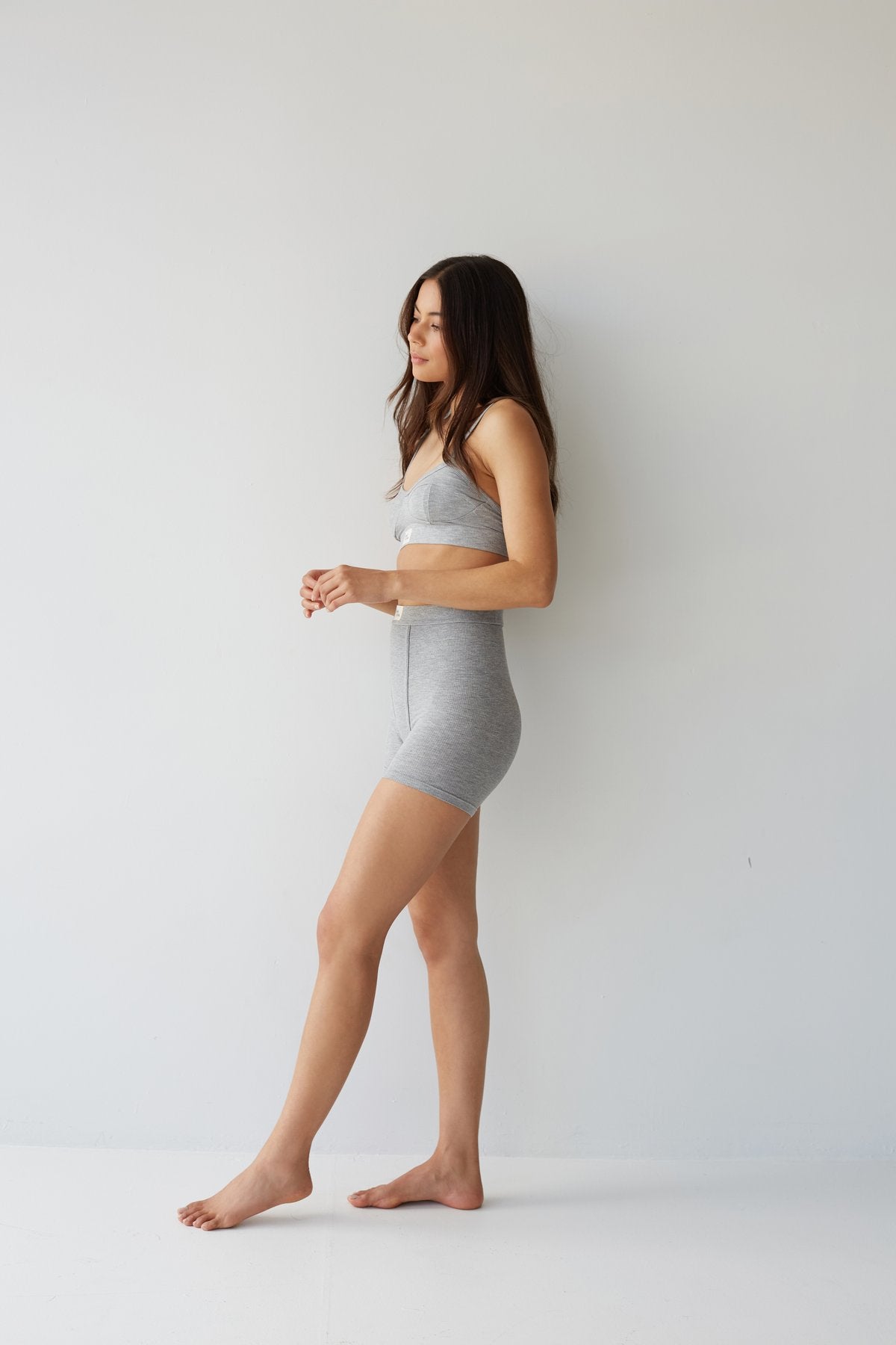 Ribbed Boyfriend Short - Ash Marle